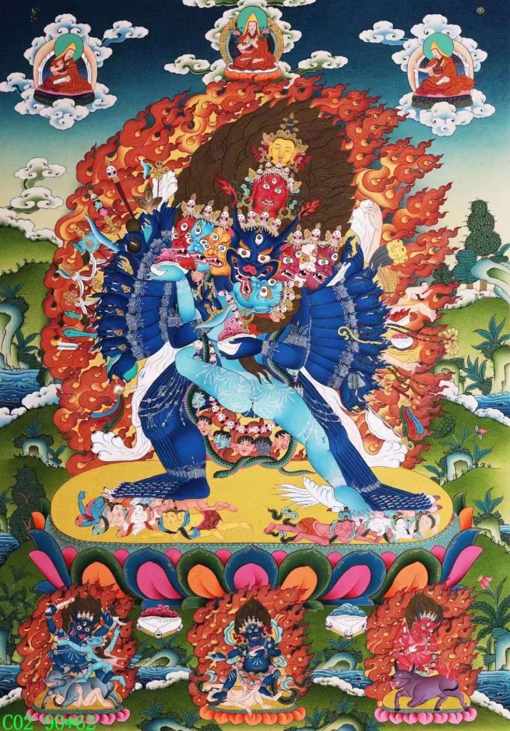 编号138-357907：彩绘唐卡-大威德金刚（90*62CM左右）