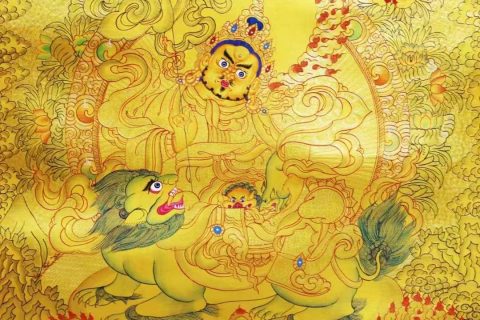 编号138-399355：黄金唐卡-财宝天王·五方财神（76*50CM左右）