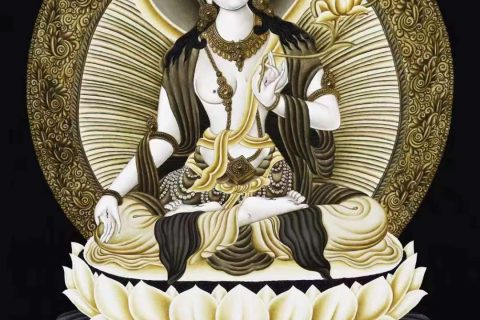 编号138-413431：彩绘唐卡-白度母（61*41CM左右）