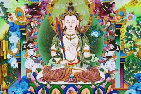 编号138-412512：彩绘唐卡-虚空藏菩萨（100*68CM左右）