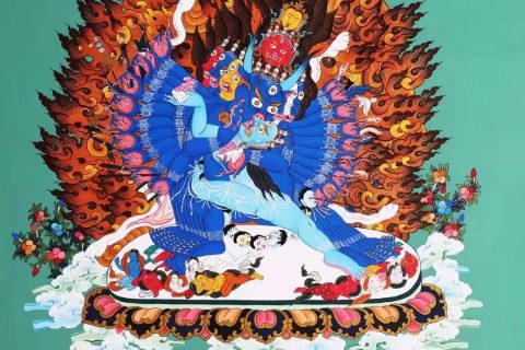 编号138-472229：彩绘唐卡-大威德金刚（75*53CM左右）