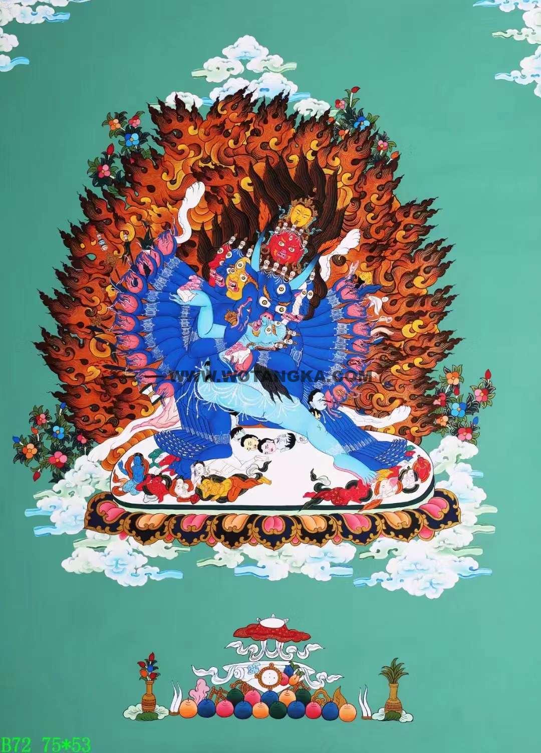 编号138-472229：彩绘唐卡-大威德金刚（75*53CM左右）