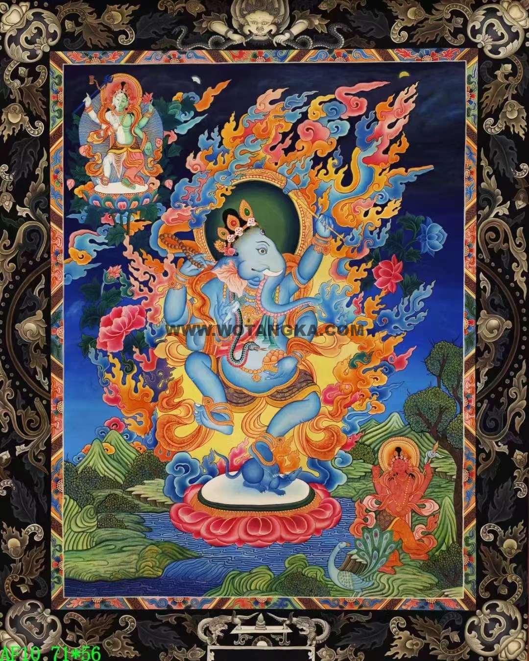 编号138-453324：彩绘唐卡-象鼻财神（71*56CM左右）