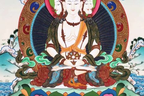 编号138-503893：彩绘唐卡-四面大日如来（61*42CM左右）