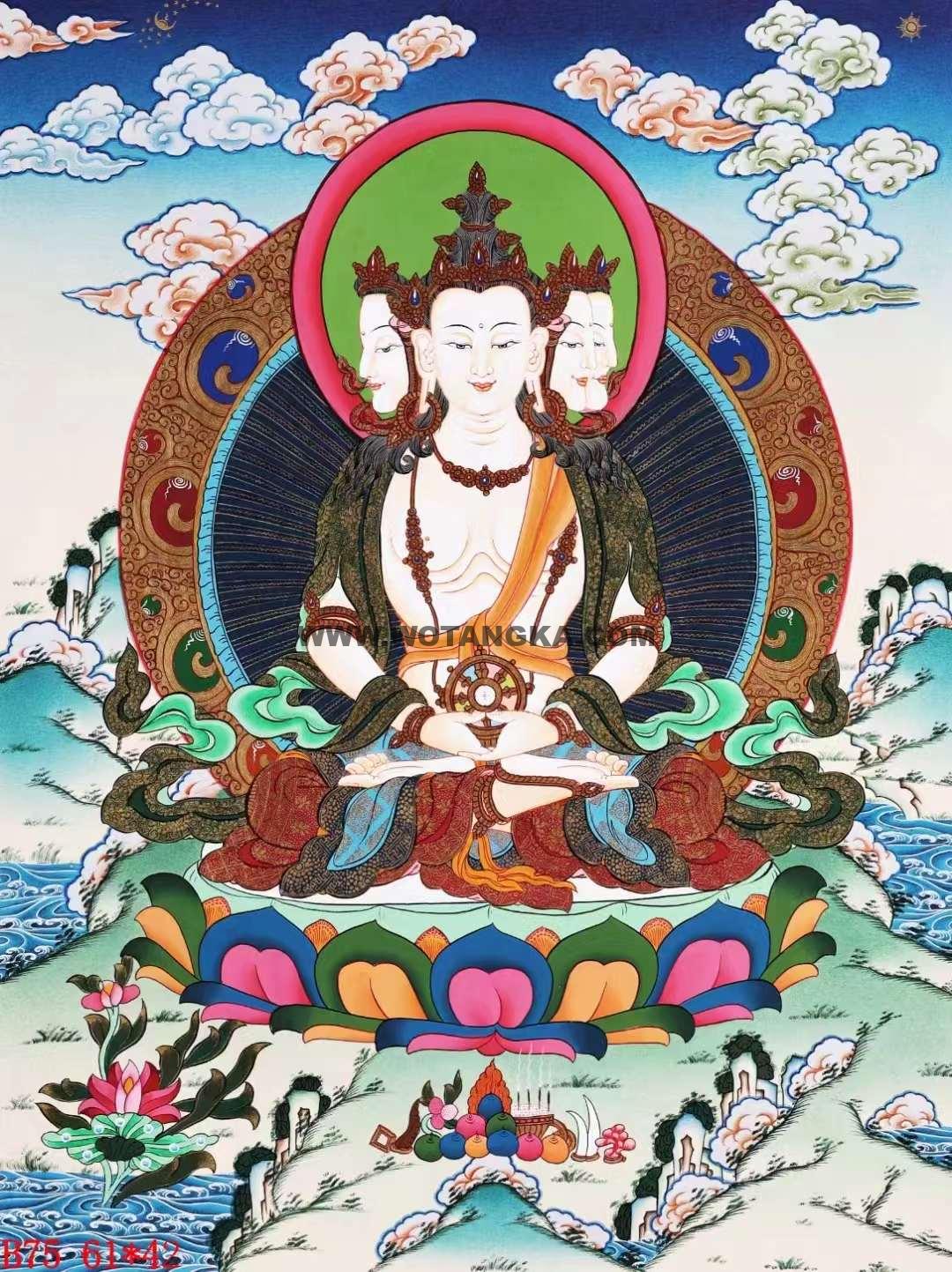 编号138-503893：彩绘唐卡-四面大日如来（61*42CM左右）