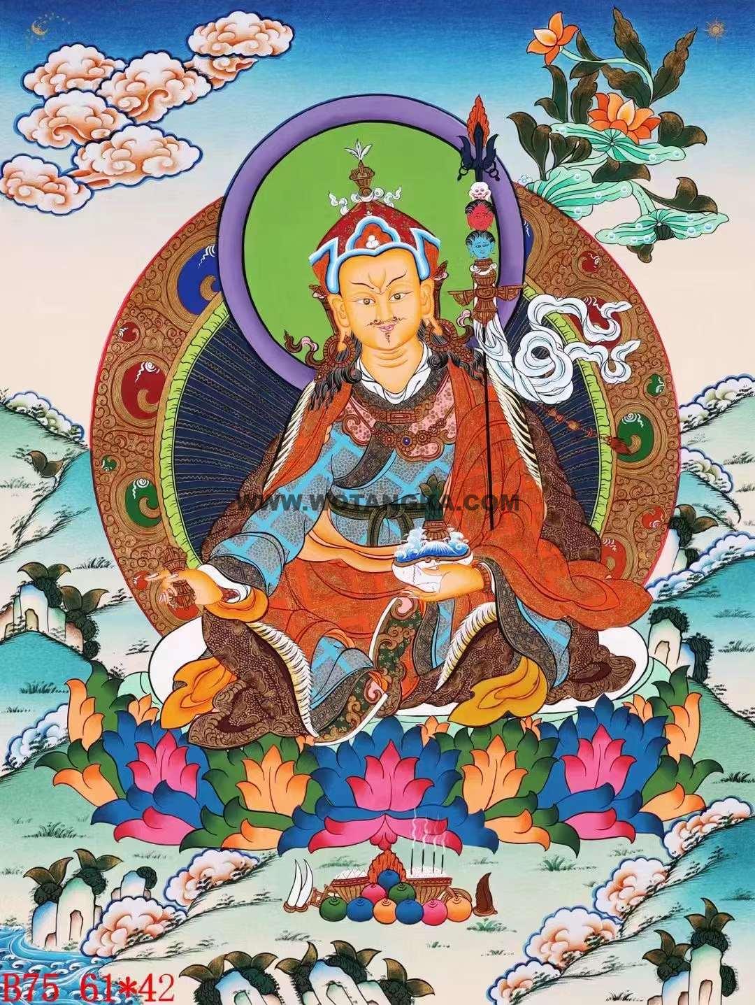 编号138-561168:彩绘唐卡-莲花生大士(61*42CM左右)