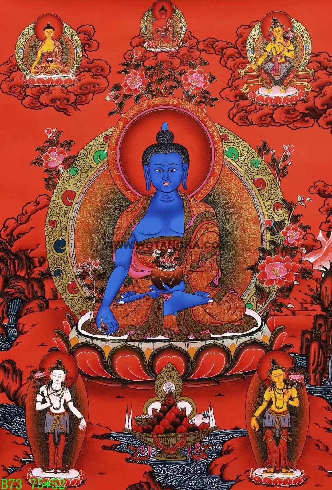 编号138-604424:红金唐卡-药师佛(75*52CM左右)