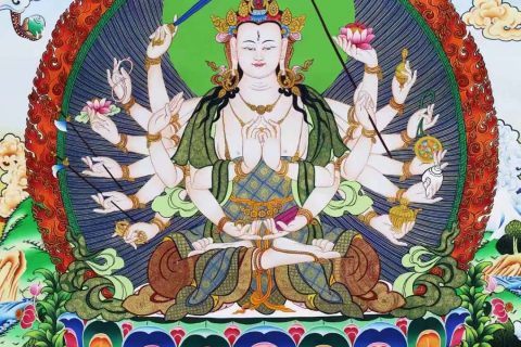 编号138-644861：彩绘唐卡-准提佛母（76*53CM左右）