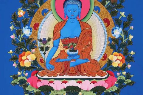 编号138-661873：彩绘唐卡-药师佛（69*50CM左右）