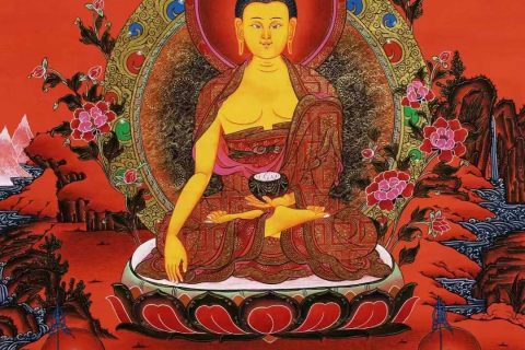 编号138-712103：红金唐卡-释迦牟尼佛（73*51CM左右）