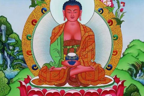 编号138-931290：彩绘唐卡-阿弥陀佛（63*48CM左右）