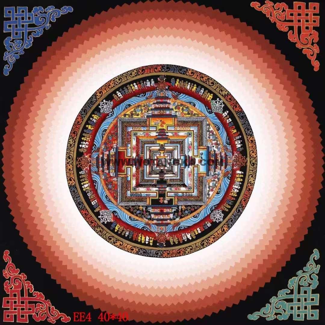编号138-962552：彩绘唐卡-时轮金刚坛城（40*40CM左右）