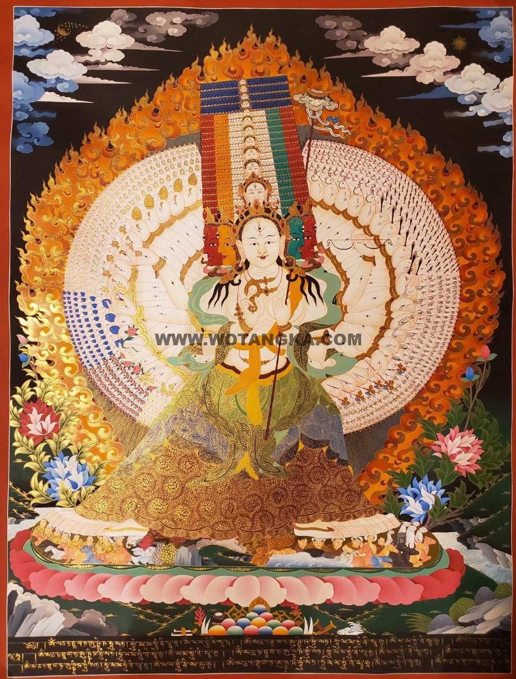 编号155-125487：彩绘唐卡-大白伞盖佛母（100*70CM左右）