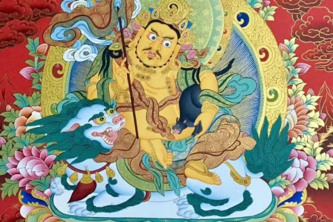 编号155-143746：红金唐卡-财宝天王（75*50CM左右）