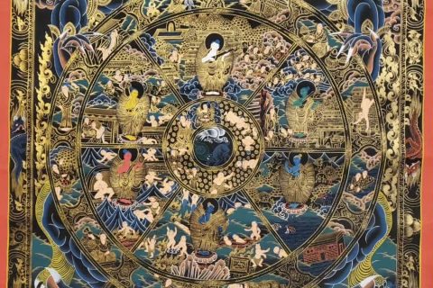 编号155-563921：黑金唐卡-六道轮回（90*60CM左右）