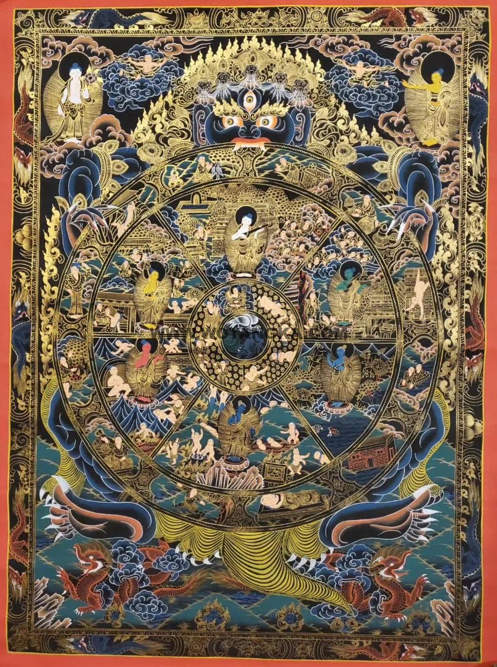 编号155-563921:黑金唐卡-六道轮回(90*60CM左右)
