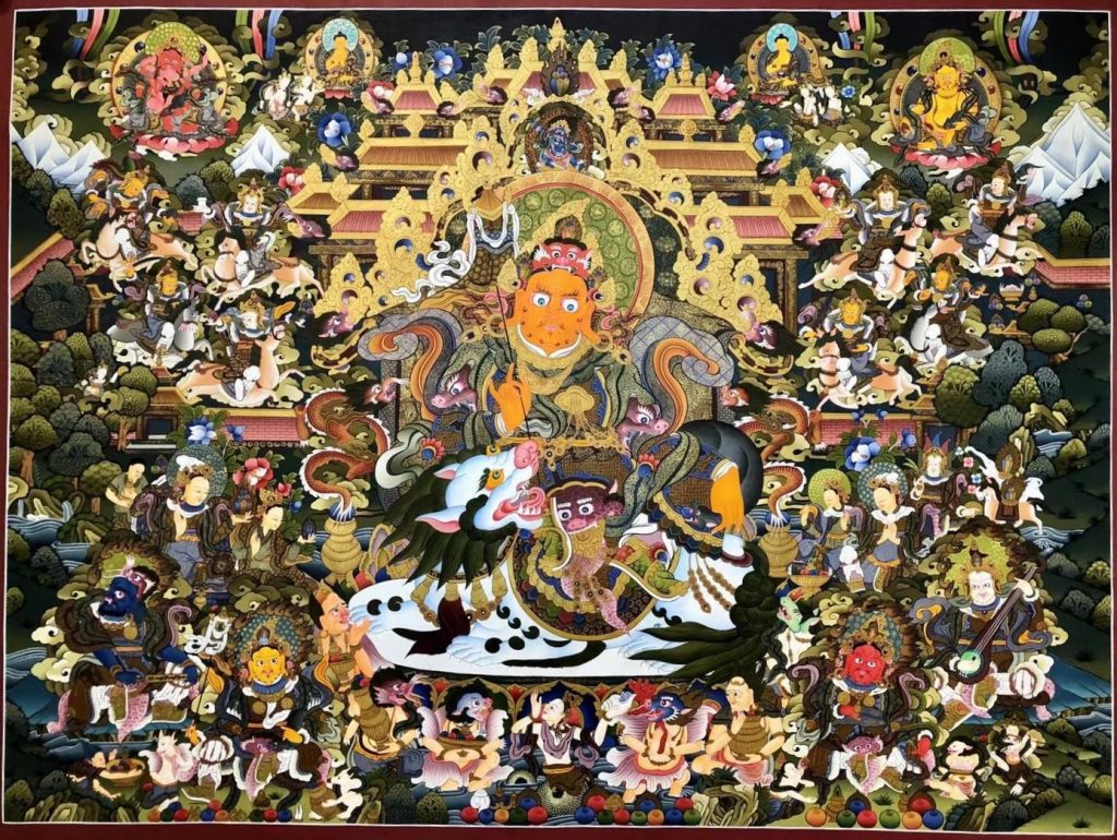 编号155-645591：彩绘唐卡-八马财神（120*160CM左右）