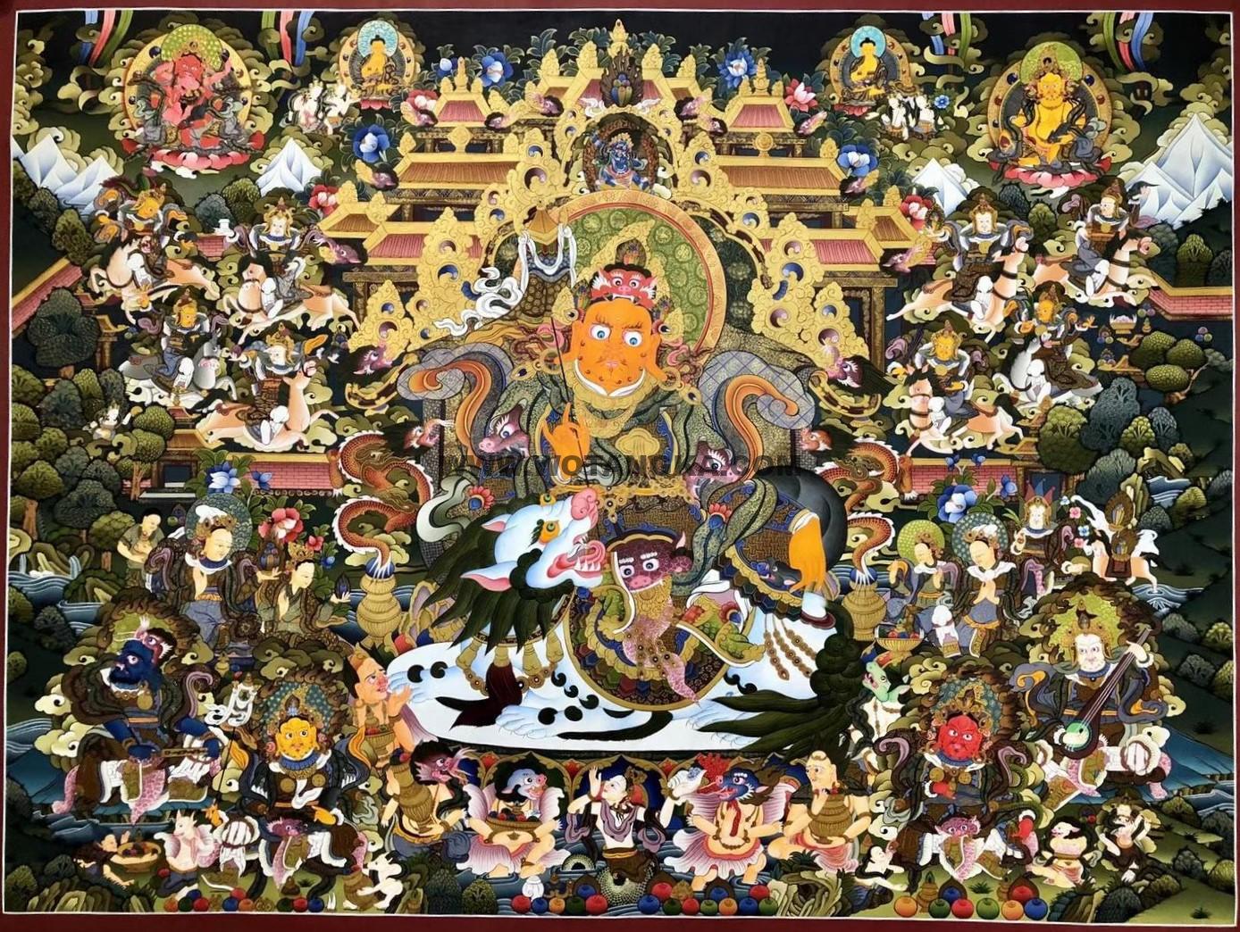 编号155-645591：彩绘唐卡-八马财神（120*160CM左右）