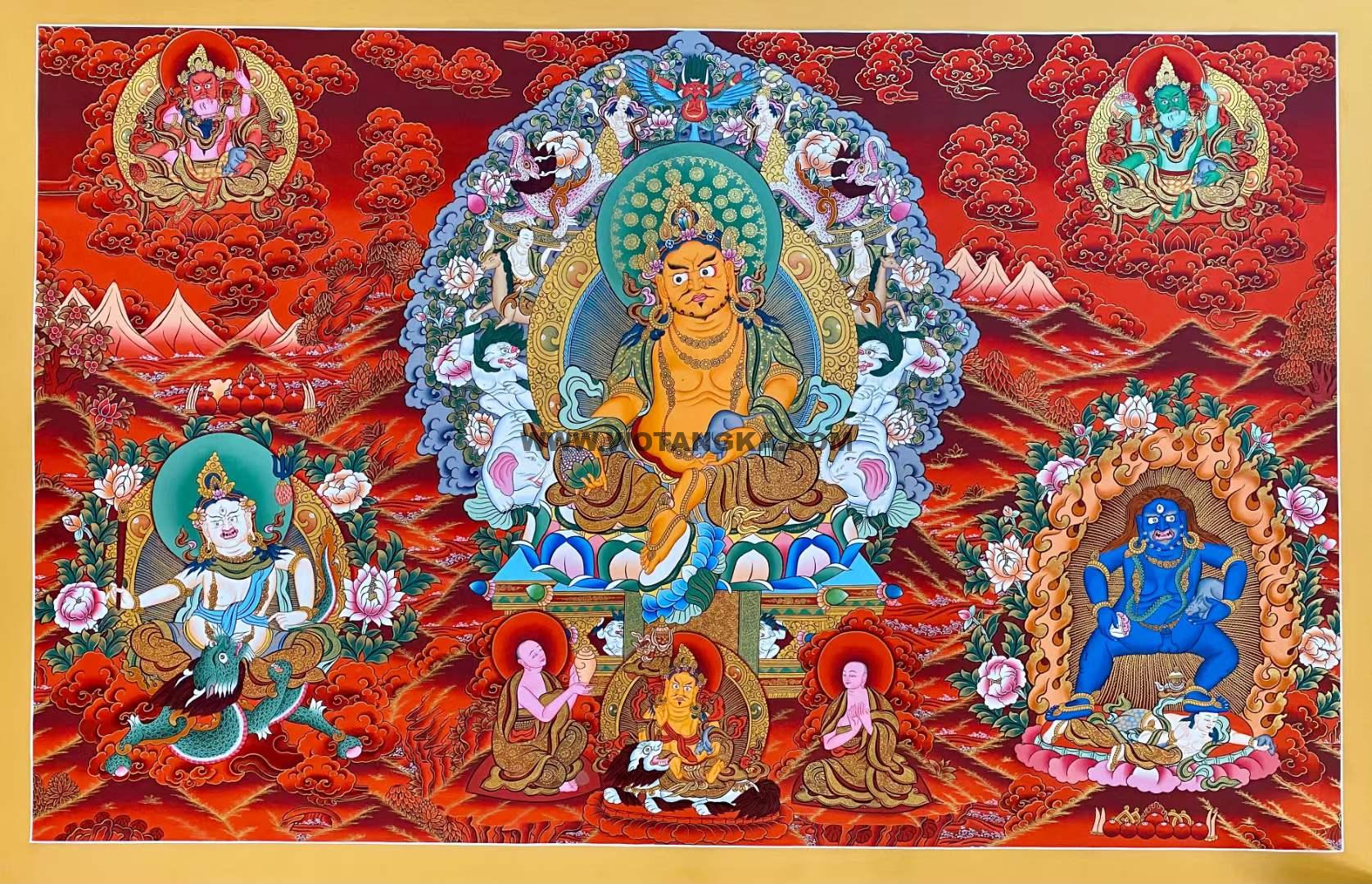编号157-153735：红金唐卡-五方财神（70*100CM左右）