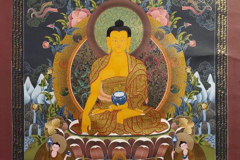 编号157-164420：彩绘唐卡-释迦牟尼佛（100*70CM左右）