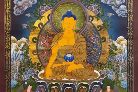 编号157-176497：彩绘唐卡-释迦牟尼佛（100*70CM左右）