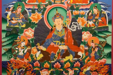 编号157-182416：彩绘唐卡-莲花生大士·莲师八相（180*130CM左右）