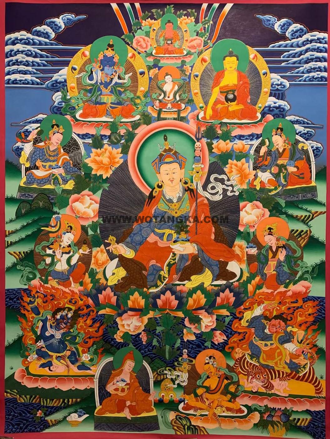 编号157-182416:彩绘唐卡-莲花生大士·莲师八相(180*130CM左右)