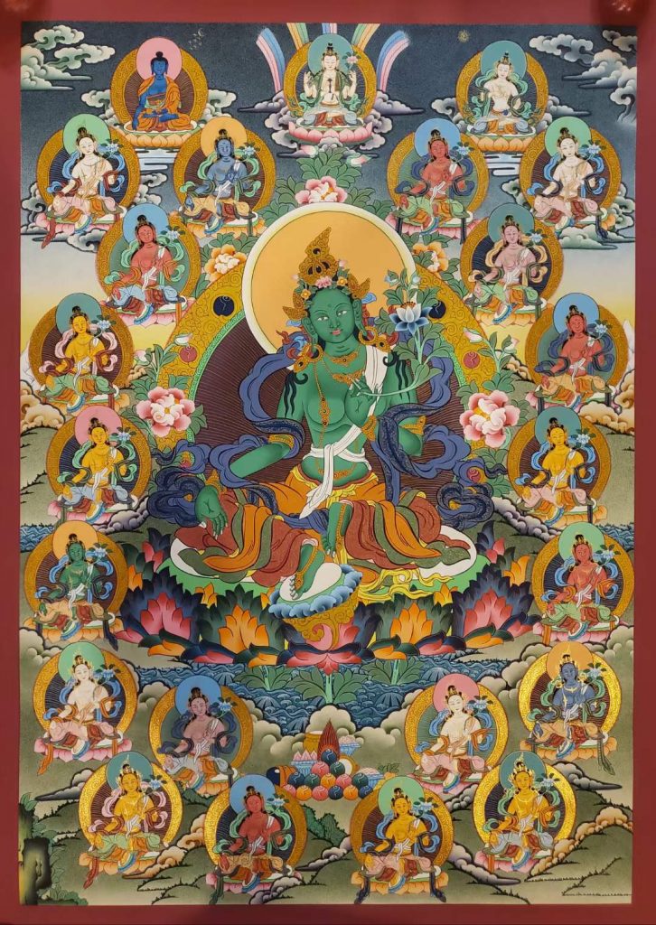 编号157-201122：彩绘唐卡-二十一度母（70*50CM左右）
