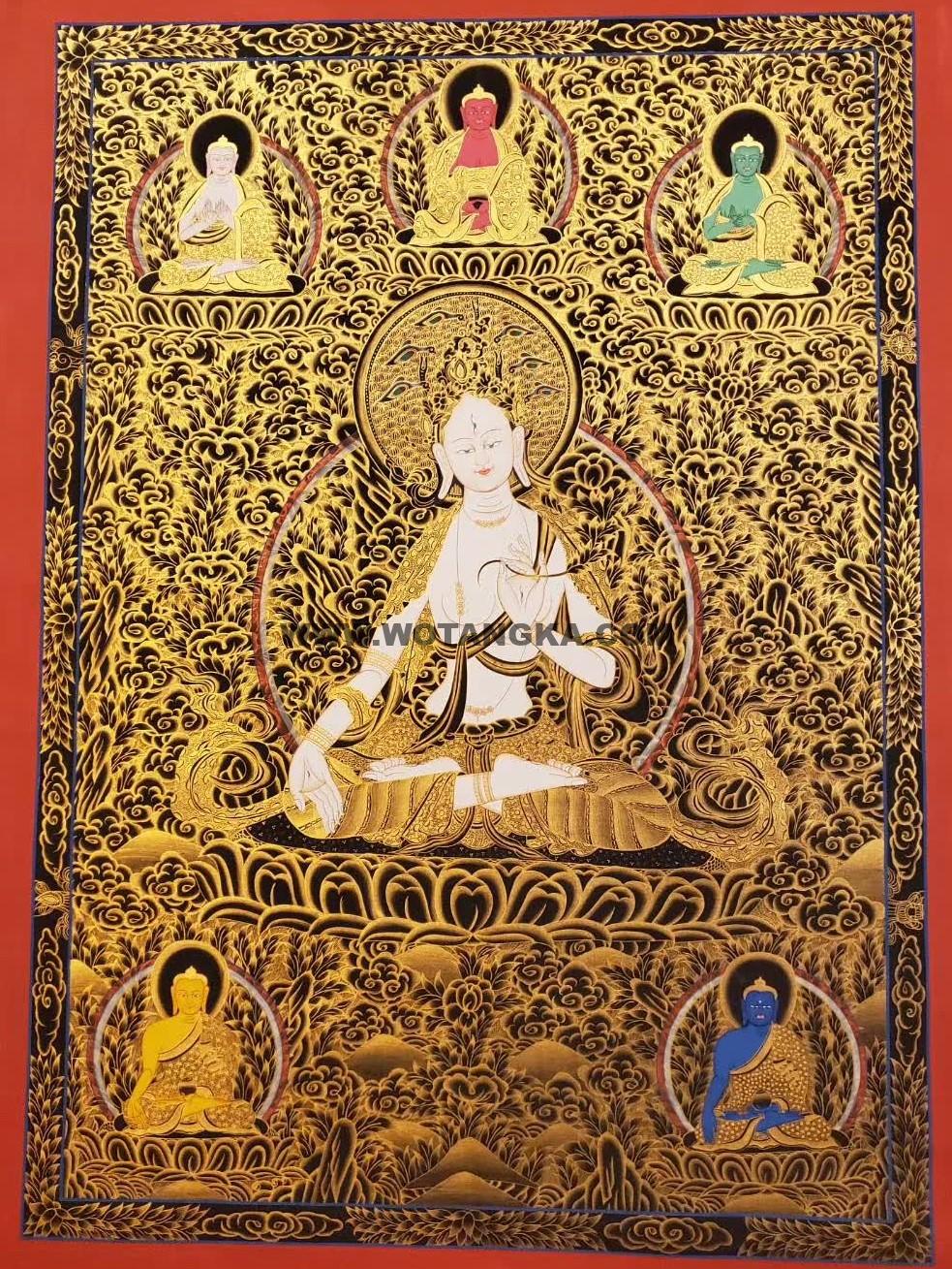 编号157-202418：黑金唐卡-白度母（65*40CM左右）