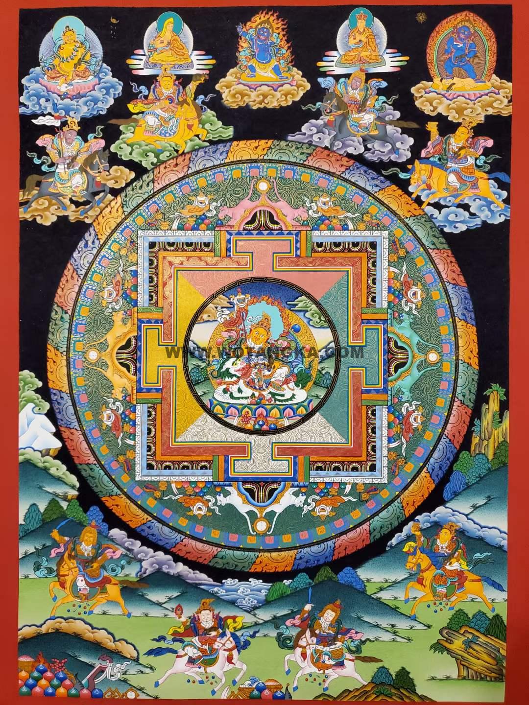 编号157-205790：彩绘唐卡-财宝天王·八马财神坛城（75*55CM左右）