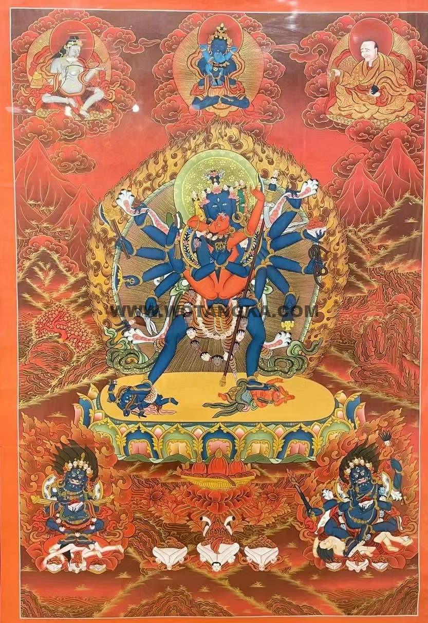 编号157-244177：红金唐卡-胜乐金刚（75*55CM左右）