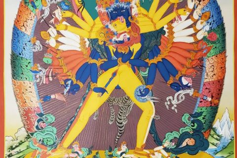 编号157-250534：彩绘唐卡-时轮金刚（75*55CM左右）