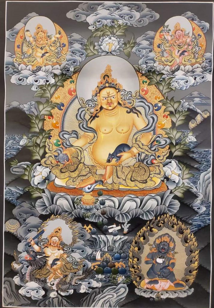 编号157-264392：彩绘唐卡-五方财神（100*70CM左右）
