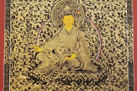 编号157-315336：黑金唐卡-莲花生大士（65*40CM左右）