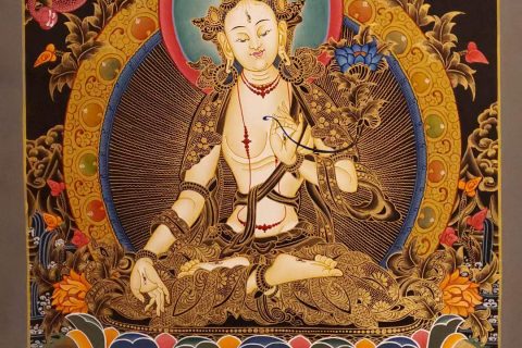 编号157-326588：黑金唐卡-白度母（45*35CM左右）