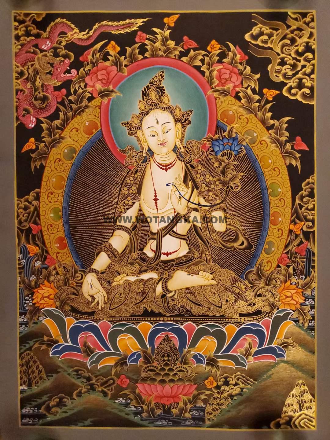 编号157-326588:黑金唐卡-白度母(45*35CM左右)