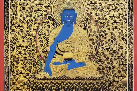 编号157-328618：黑金唐卡-药师佛（65*40CM左右）