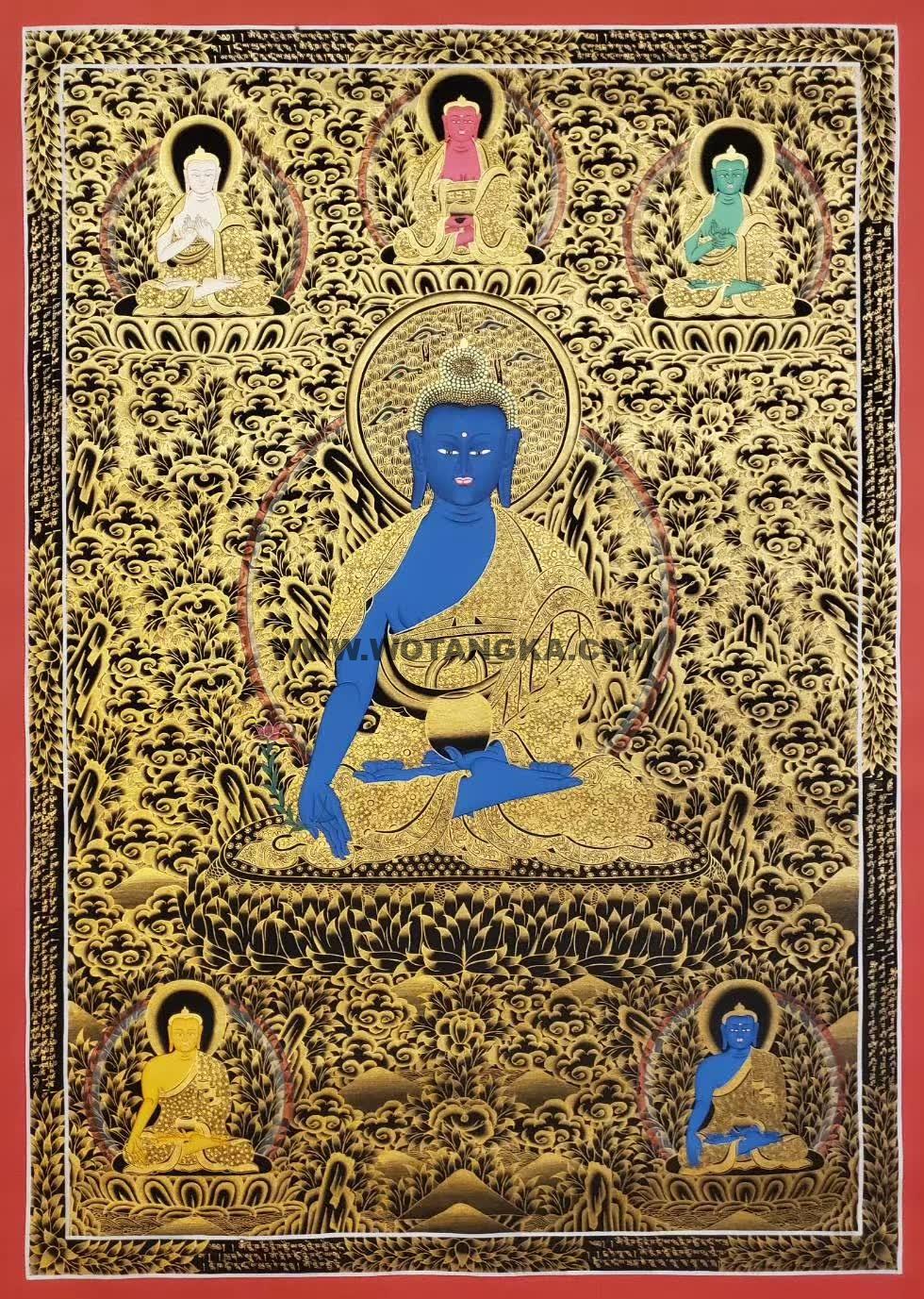 编号157-328618：黑金唐卡-药师佛（65*40CM左右）