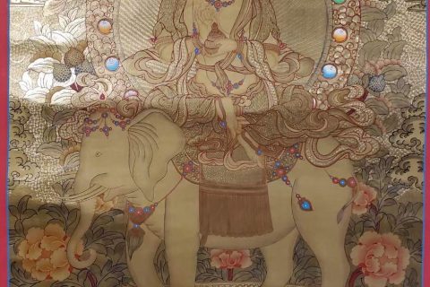编号157-338992：黄金唐卡-普贤菩萨（75*55CM左右）