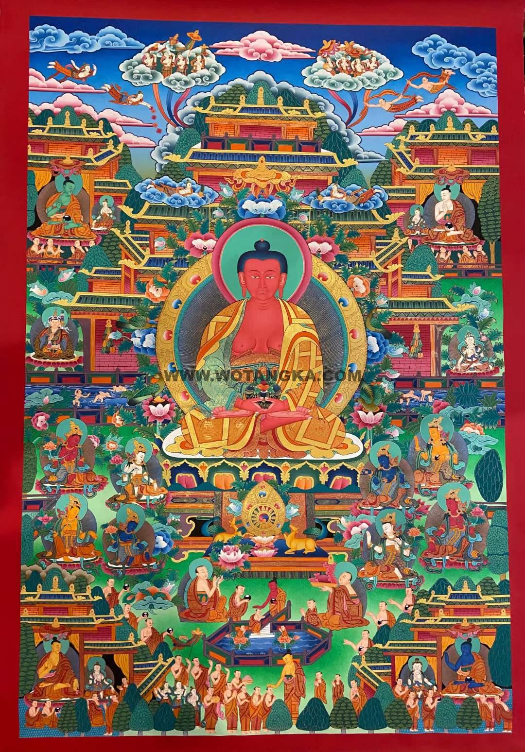 编号157-408634:彩绘唐卡-阿弥陀佛·极乐世界(120*90CM左右)