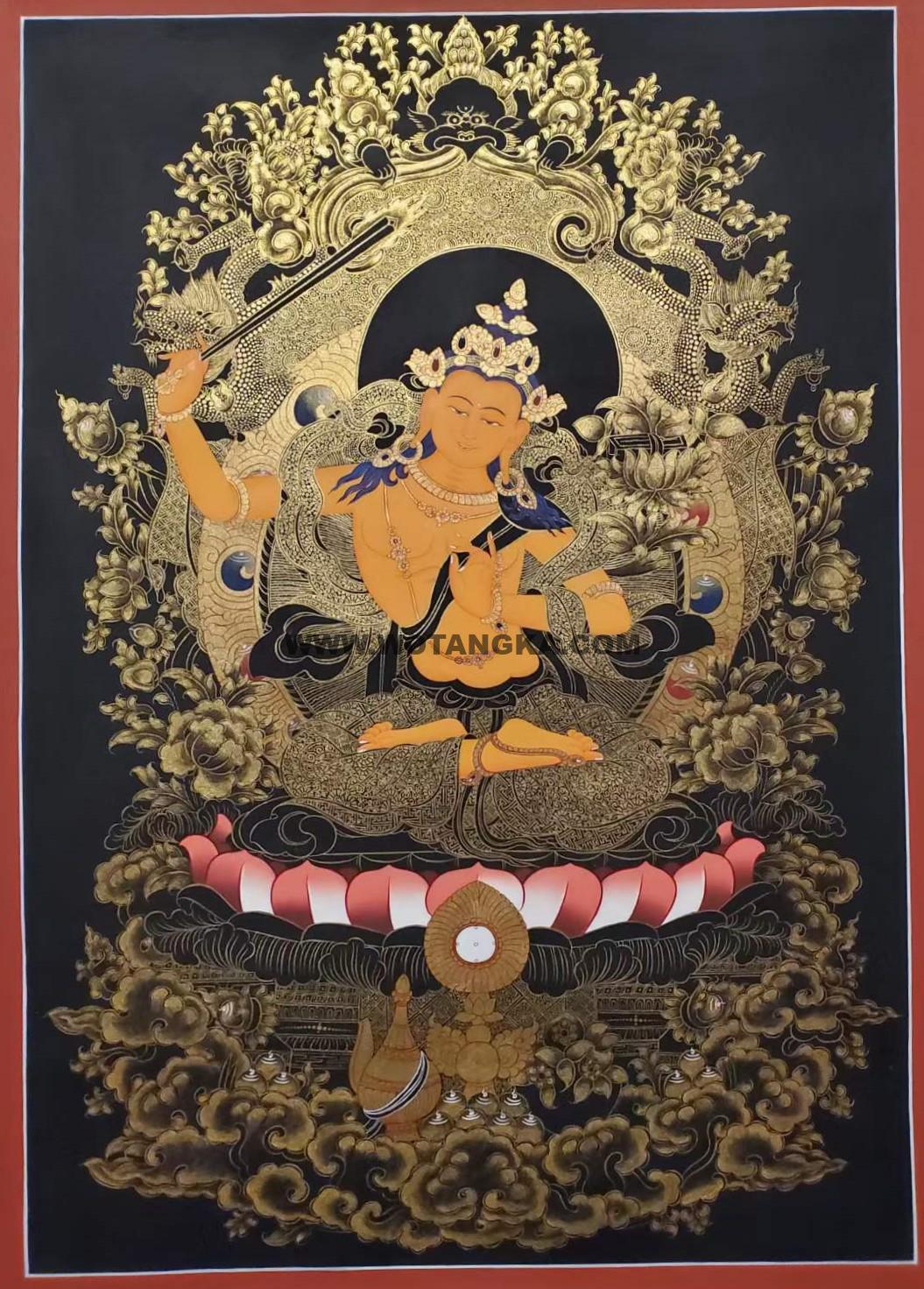 编号157-432622:黑金唐卡-文殊菩萨(75*55CM左右)