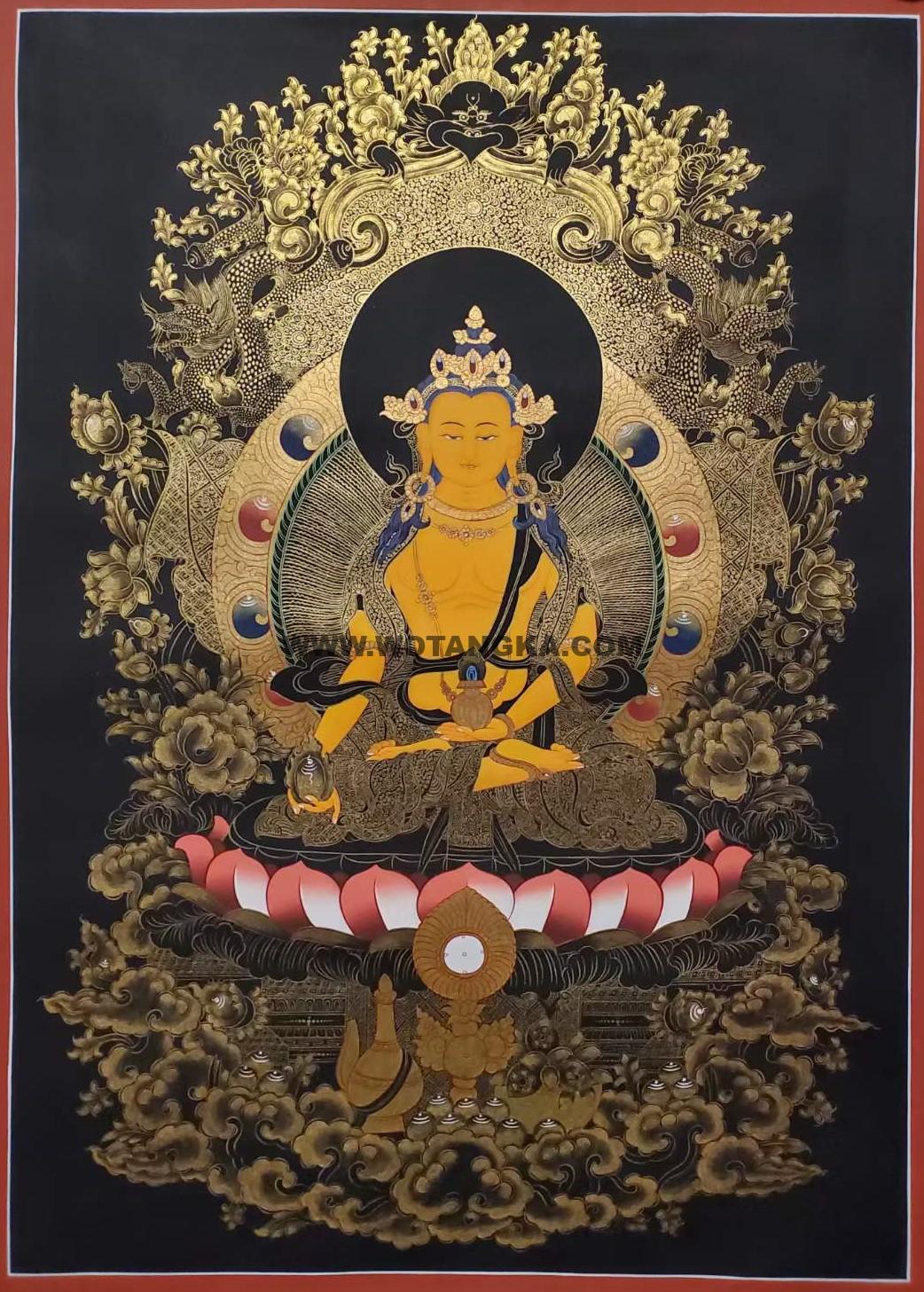 编号157-446516:黑金唐卡-地藏王菩萨(75*55CM左右)