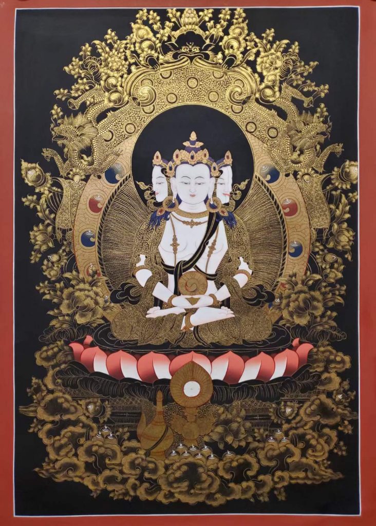 编号157-475465：黑金唐卡-四面大日如来（75*55CM左右）
