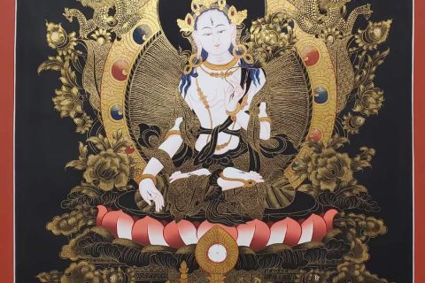 编号157-487734：黑金唐卡-白度母（75*55CM左右）