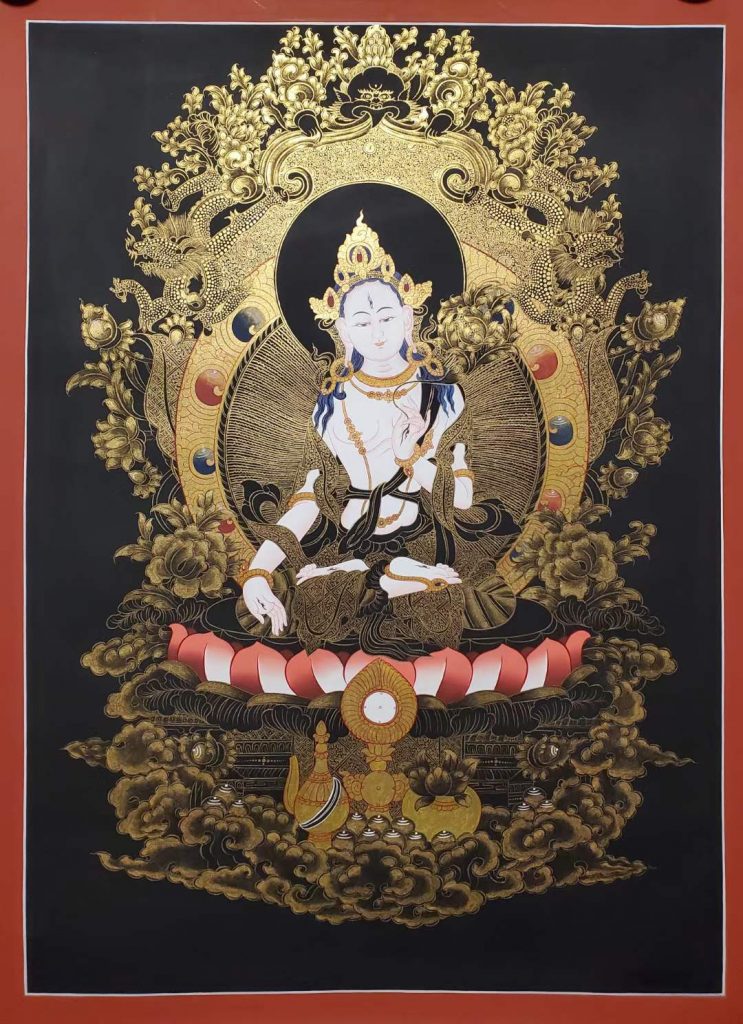 编号157-487734：黑金唐卡-白度母（75*55CM左右）