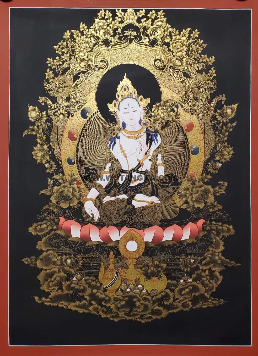 编号157-487734：黑金唐卡-白度母（75*55CM左右）