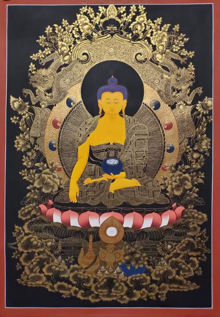 编号157-537542：黑金唐卡-释迦牟尼佛（75*55CM左右）