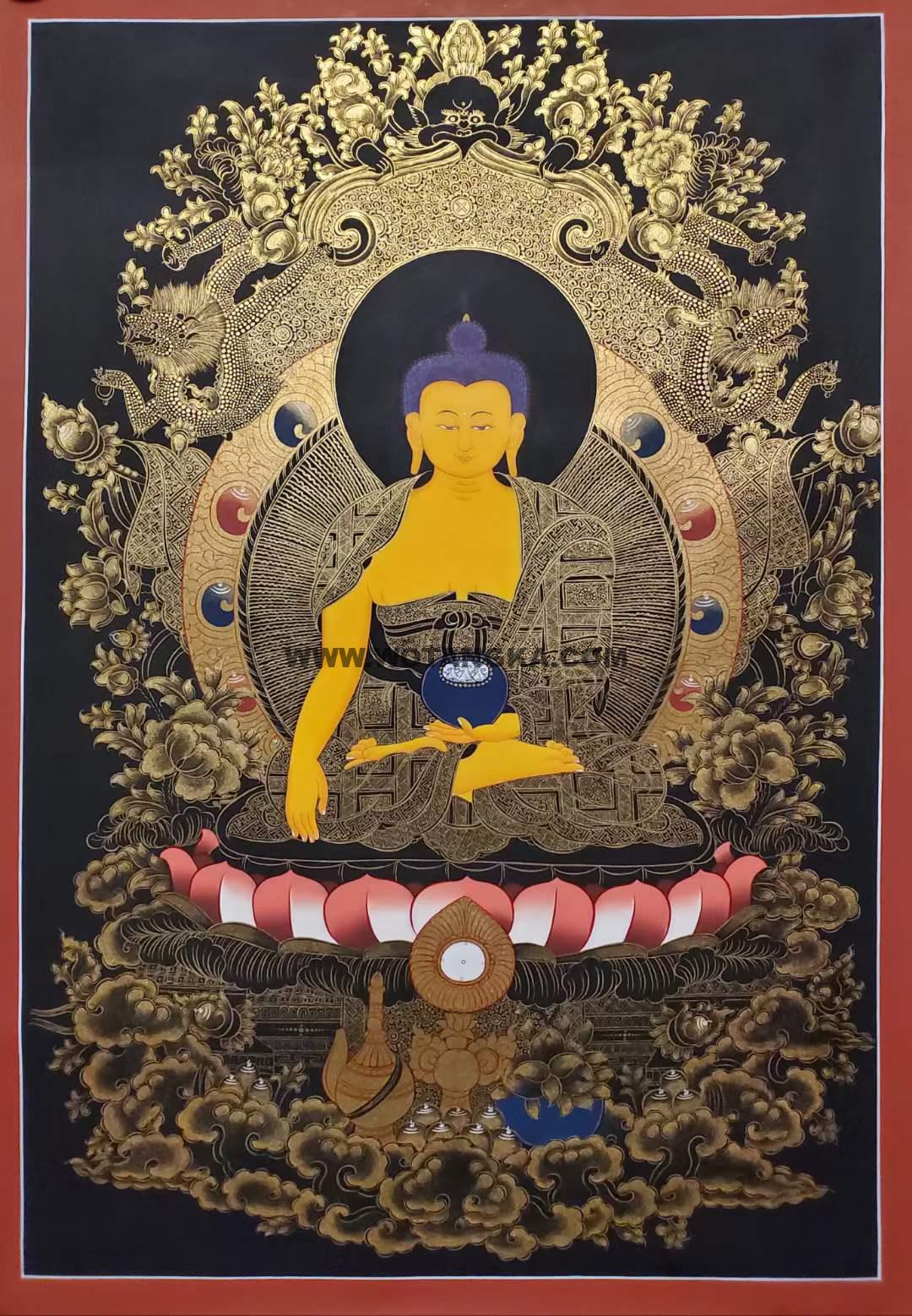 编号157-537542:黑金唐卡-释迦牟尼佛(75*55CM左右)