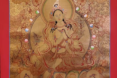 编号157-555636：黄金唐卡-绿度母（85*60CM左右）