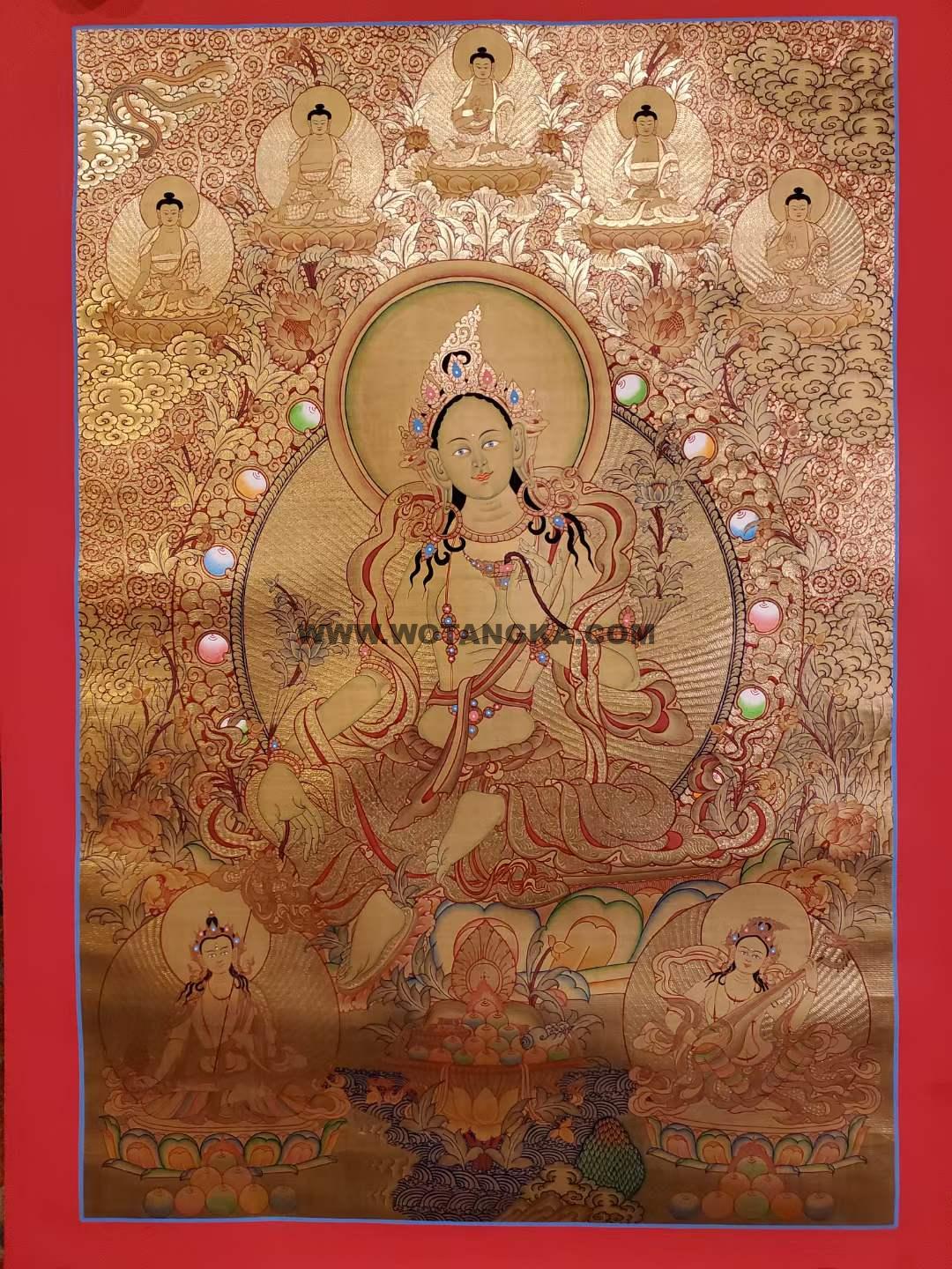 编号157-555636:黄金唐卡-绿度母(85*60CM左右)